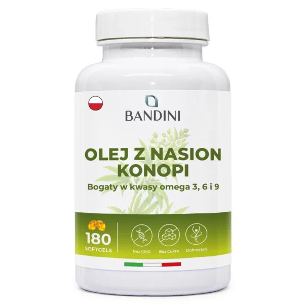 Olej konopny – 180 kapsułek miękkich