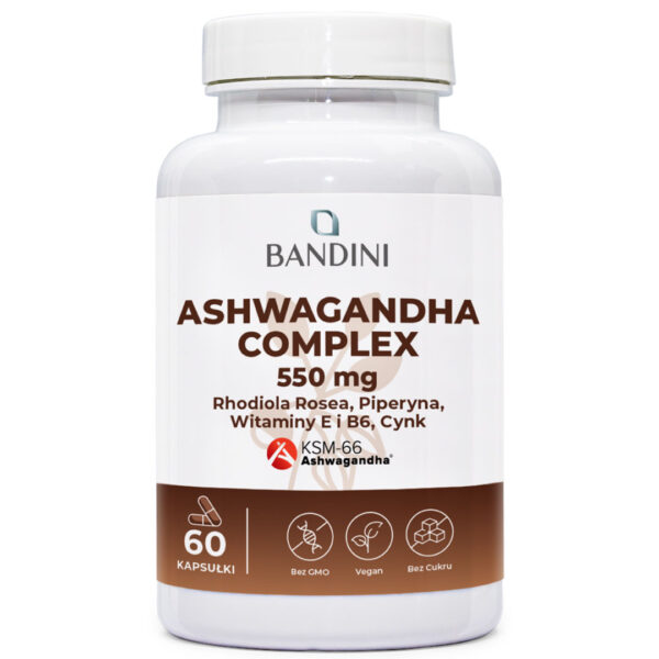 Ashwagandha 550 mg Kompleks – 60 kapsułek